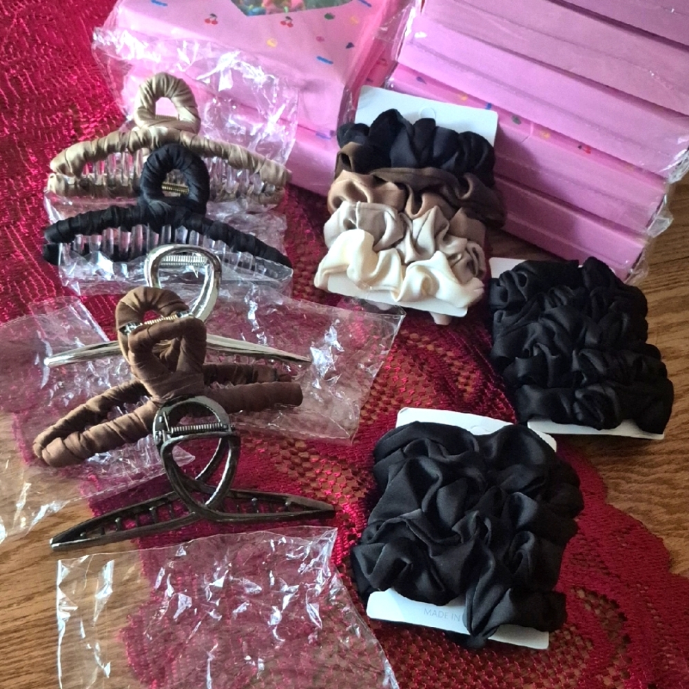 Elegant Hair Accessories Set - Black, Brown, Cream